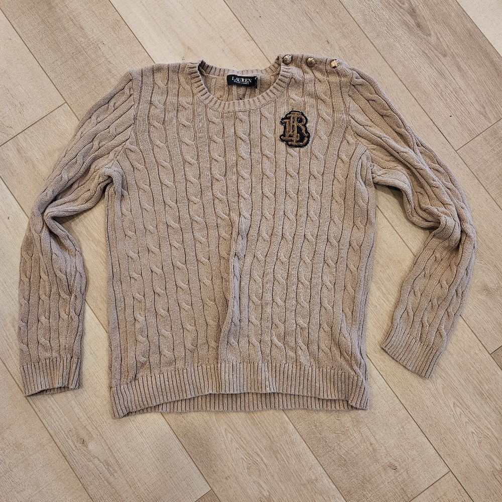 LAUREN Ralph Lauren Tan Cable Knit Sweater